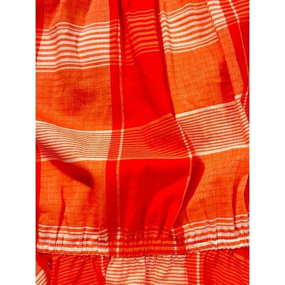 Waverly Grey Women's Orange Plaid Peplum Blouse Size Small - Picture 5 of 6